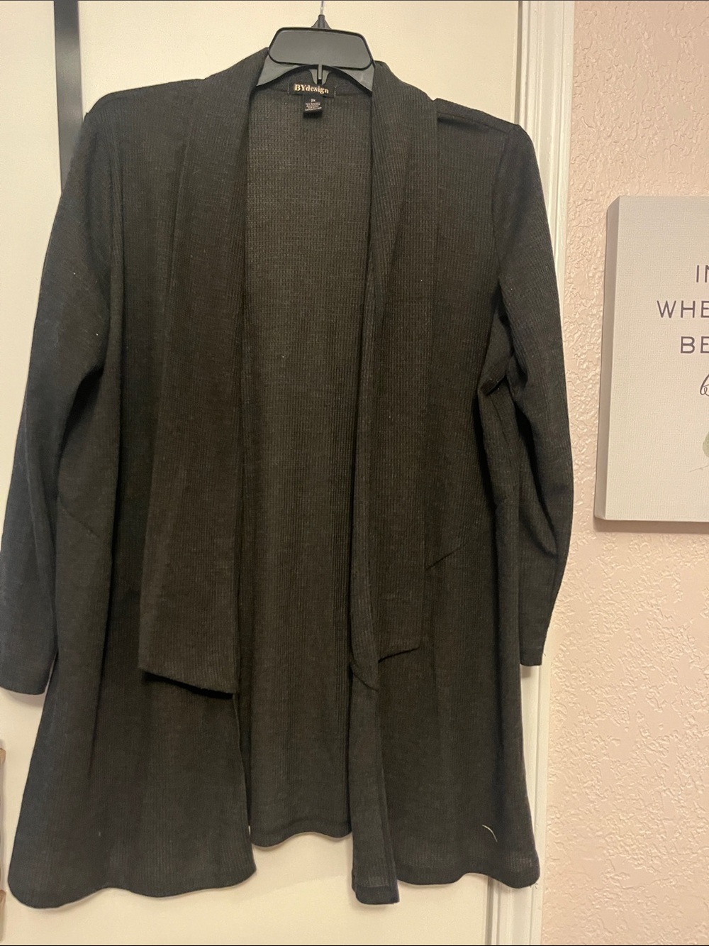 2X BY Design  Black Open-Front Women's Cardigan
